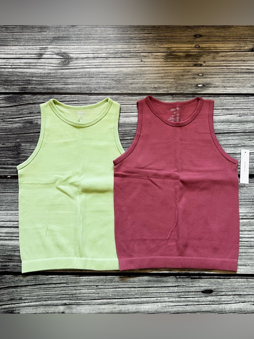 ODODOS 2 Pack Seamless HIgh Neck Tank for Women Ribbed Knit - XS/S
